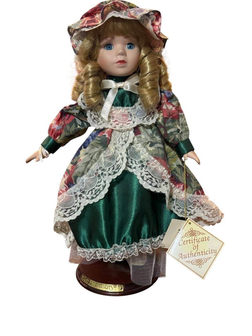Soft Expressions Porcelain Bisque Doll Girl Curly Blonde Hair Blue Eyes 13”